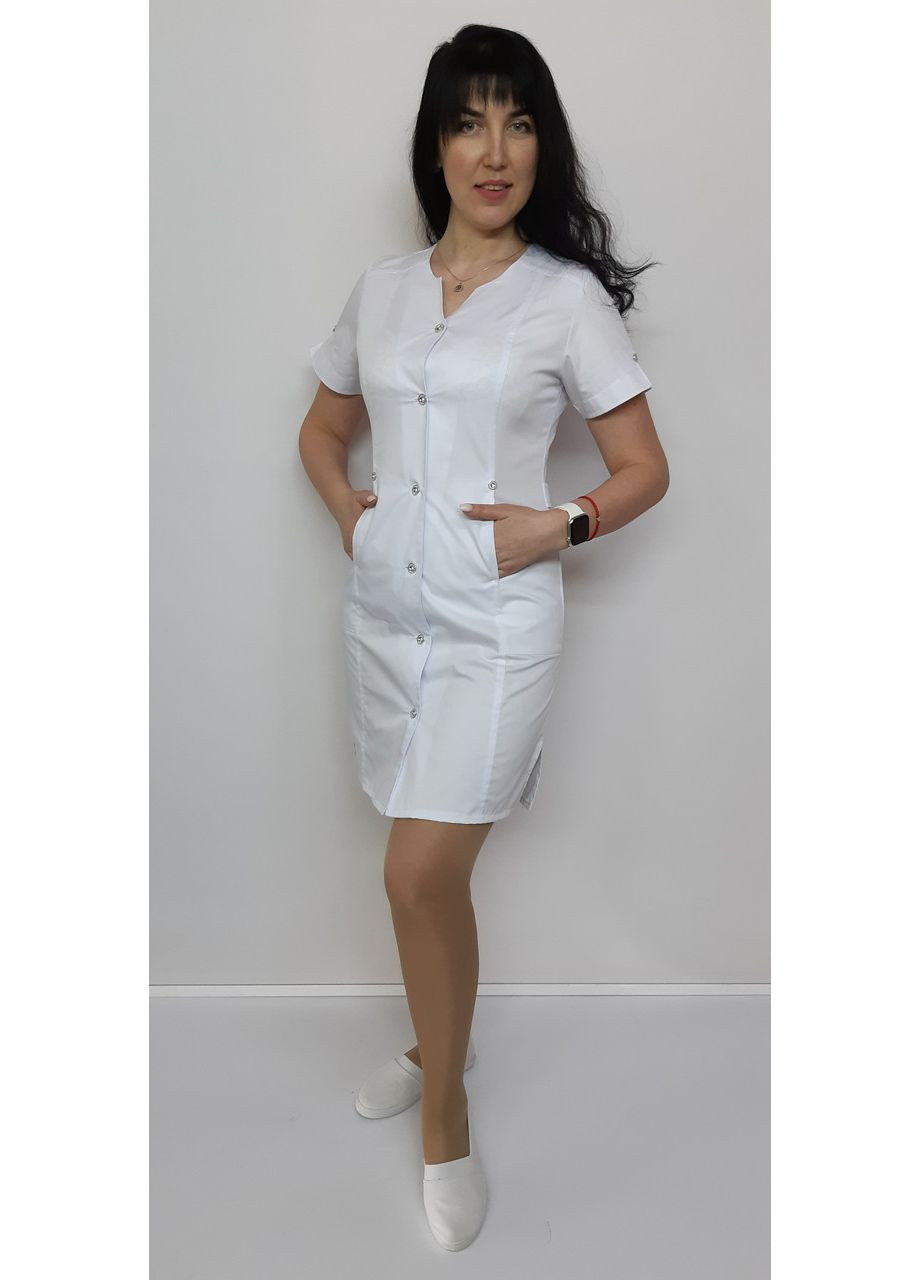 Халат жіночий медичний Мілан-гудзики котон короткий рукав 46, No Brand (361359897)