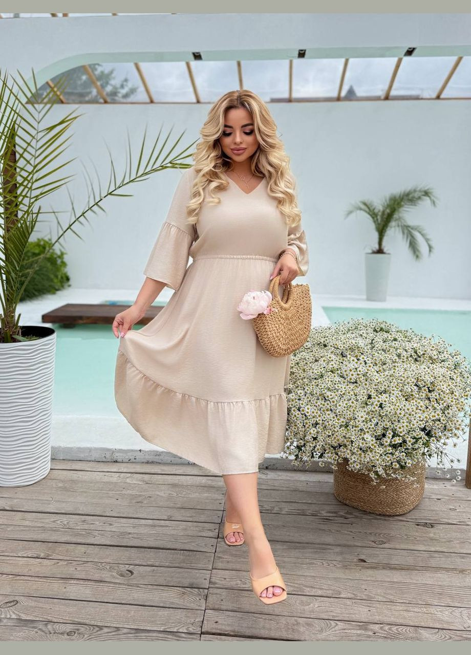 Бежева повсякденний сукня DK/DL Мода без кордонів однотонна