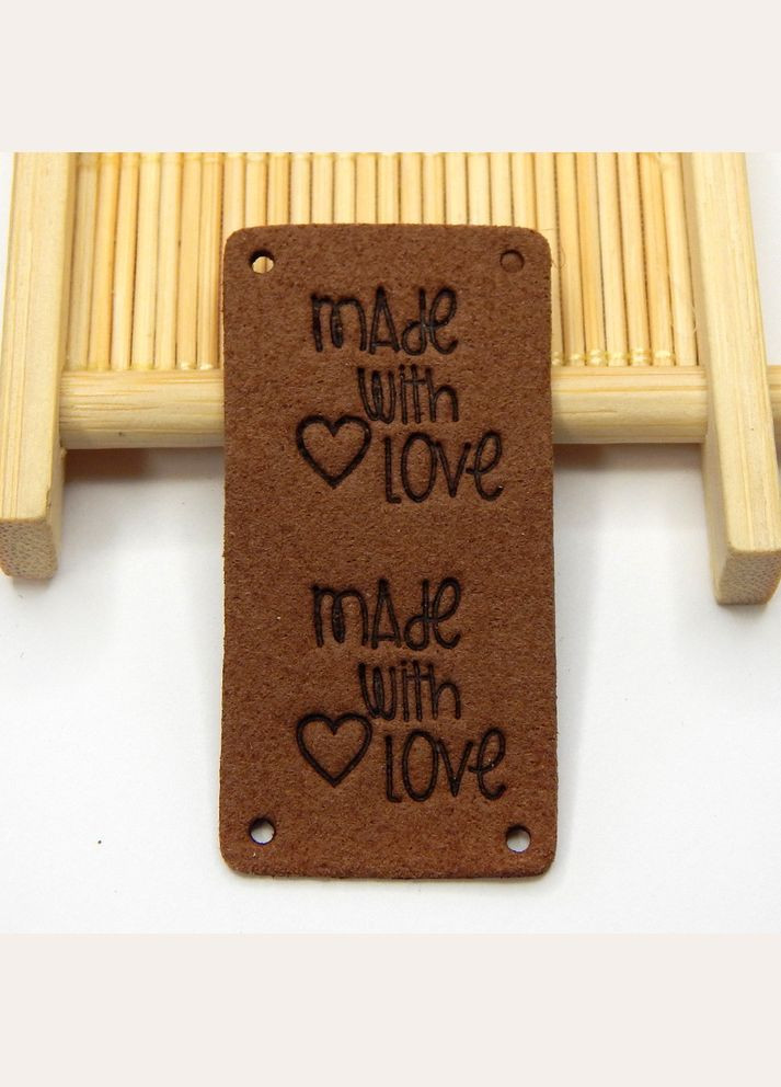 Бирка Мade with love, шт.замша, 5х2,5 см, коричневая No Brand (341730837)