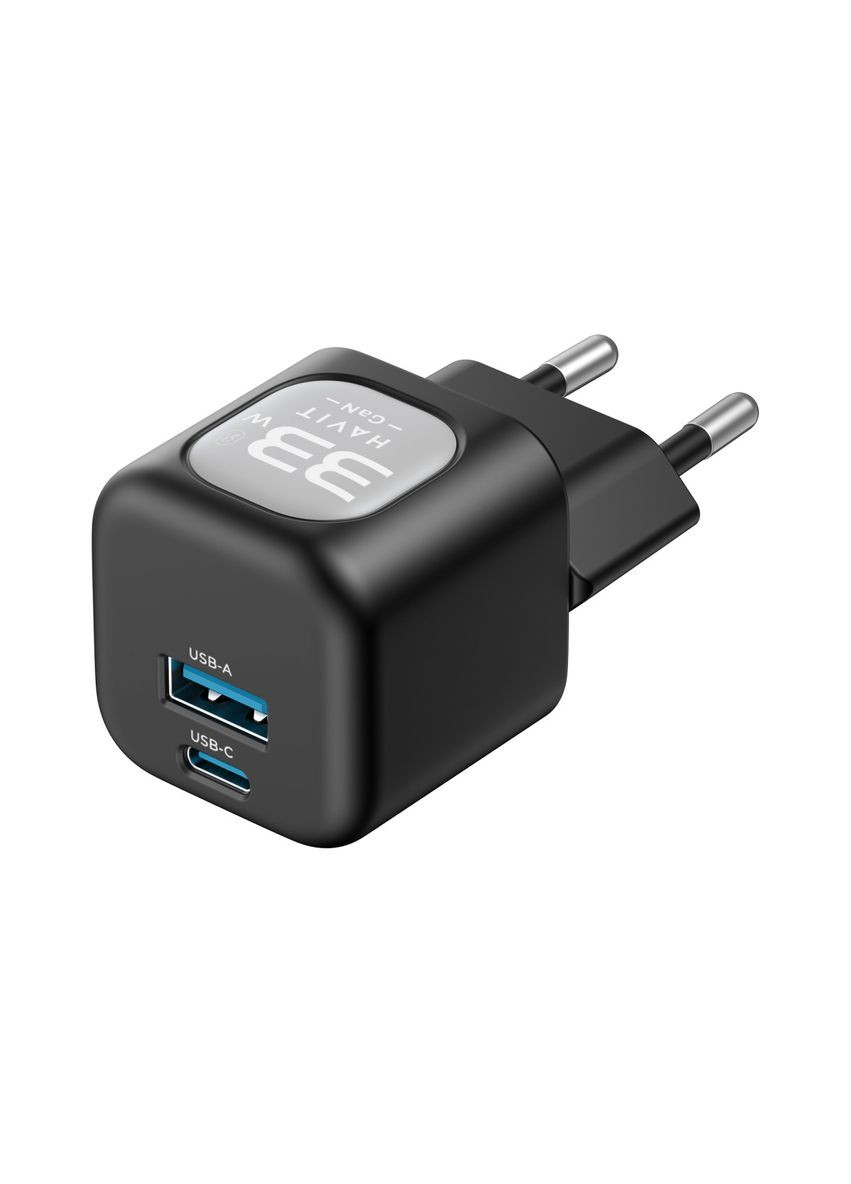 Зарядное устройство HV-UC230 GaN 33W USB-A+USB-C Black Havit (363970219)