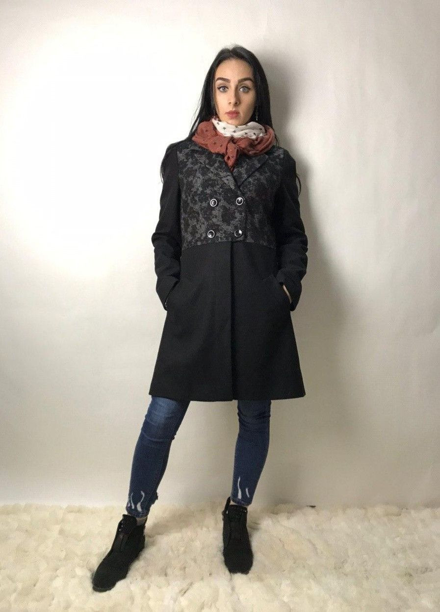 Чорне демісезонне Пальто XHNH9D Чорний Naf Naf