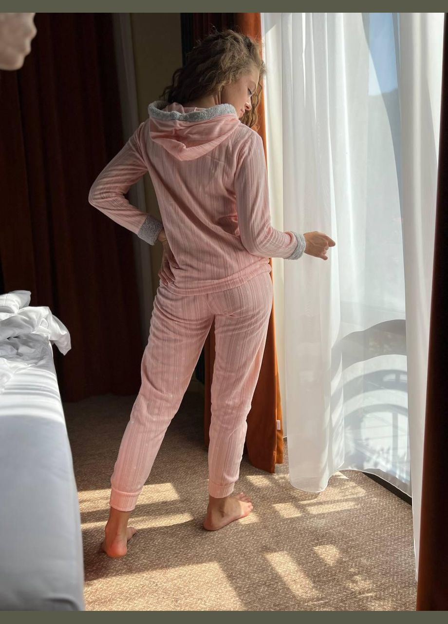 Персикова зимня жіноча піжама флісова з махрою персикова m (2470/1) GT