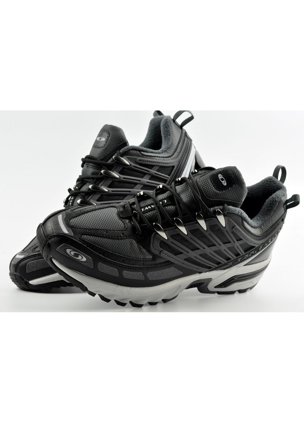 Сірі Осінні чоловічі термо кросівки salomon No Brand