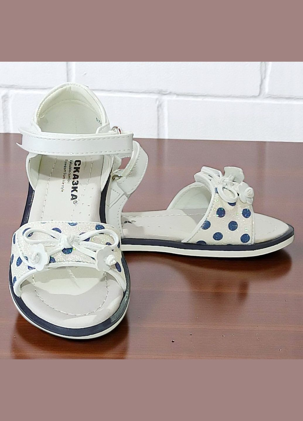 Белые повседневные, праздничные ортопедические босоножки открытые сандалии на липучках для девочки Сказка на липучке