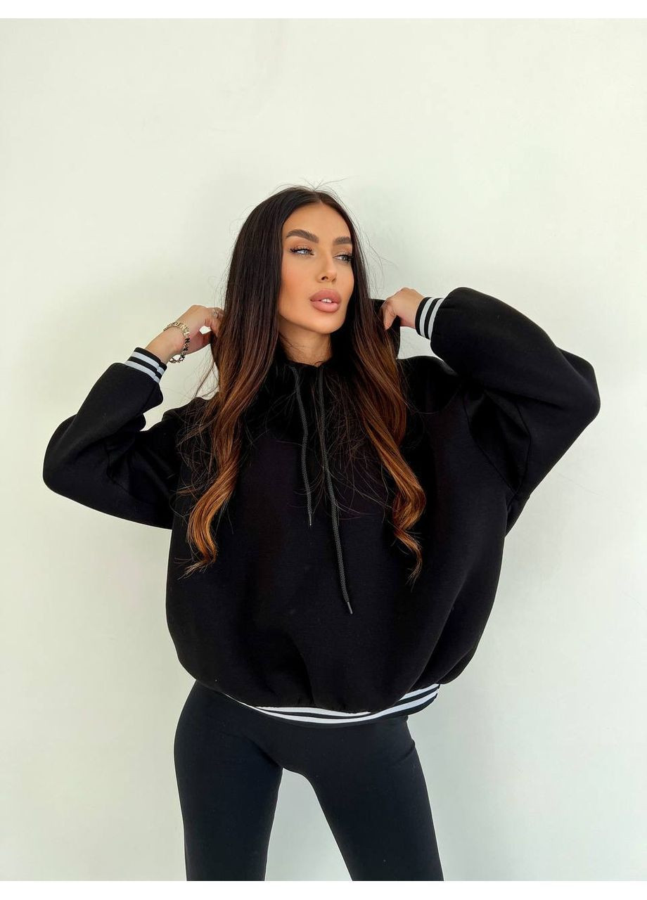 Якісний чорний худі з тринитки на флісі No Brand 649/1 (362568414)