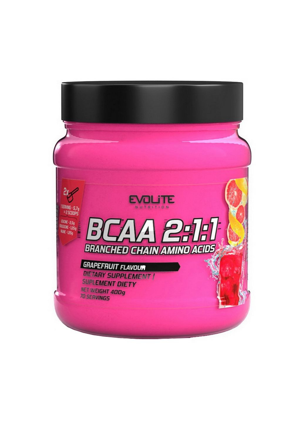 Амінокислота BCAA BCAA 2:1:1, 400 грам Грейпфрут Evolite Nutrition (293422078)