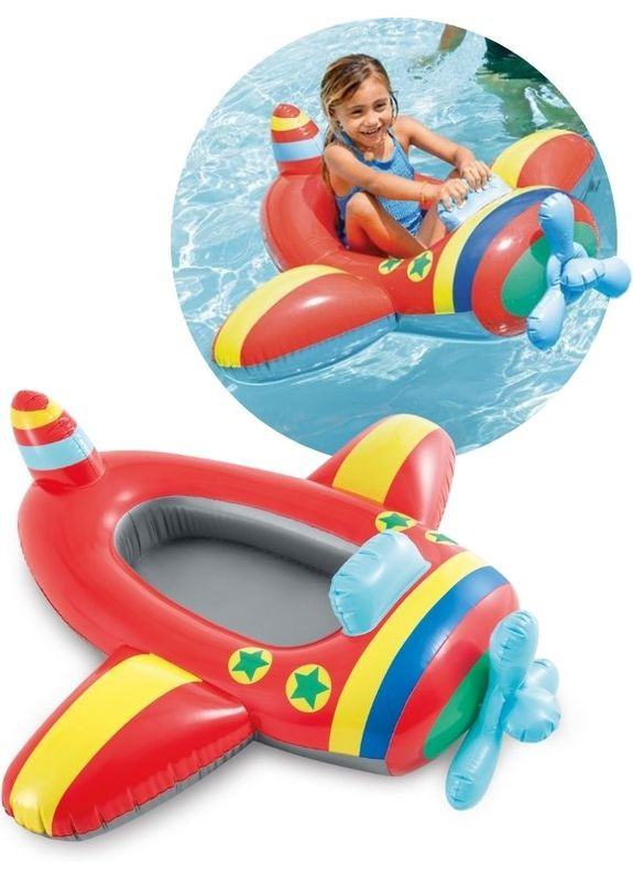 Детский надувной плотик для катания 59380 NP, Самолет 119 х 114 см Intex (327797281)