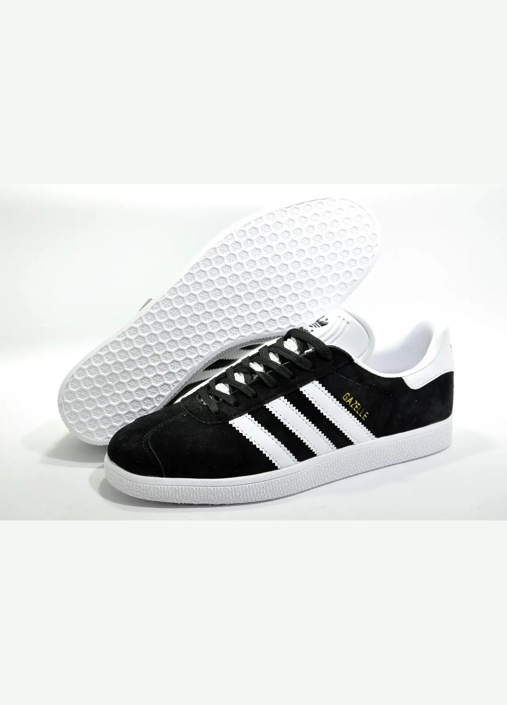 Кроссовки унисекс Adidas Gazelle No Brand чёрно-белые демисезоны (316631045)