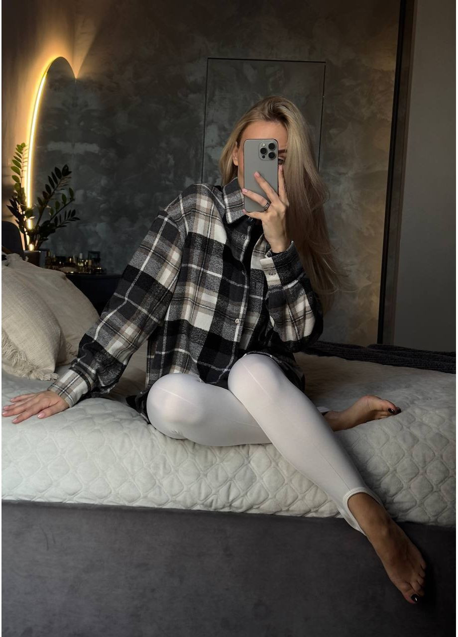 Серая повседневный, кэжуал рубашка в клетку No Brand с длинным рукавом