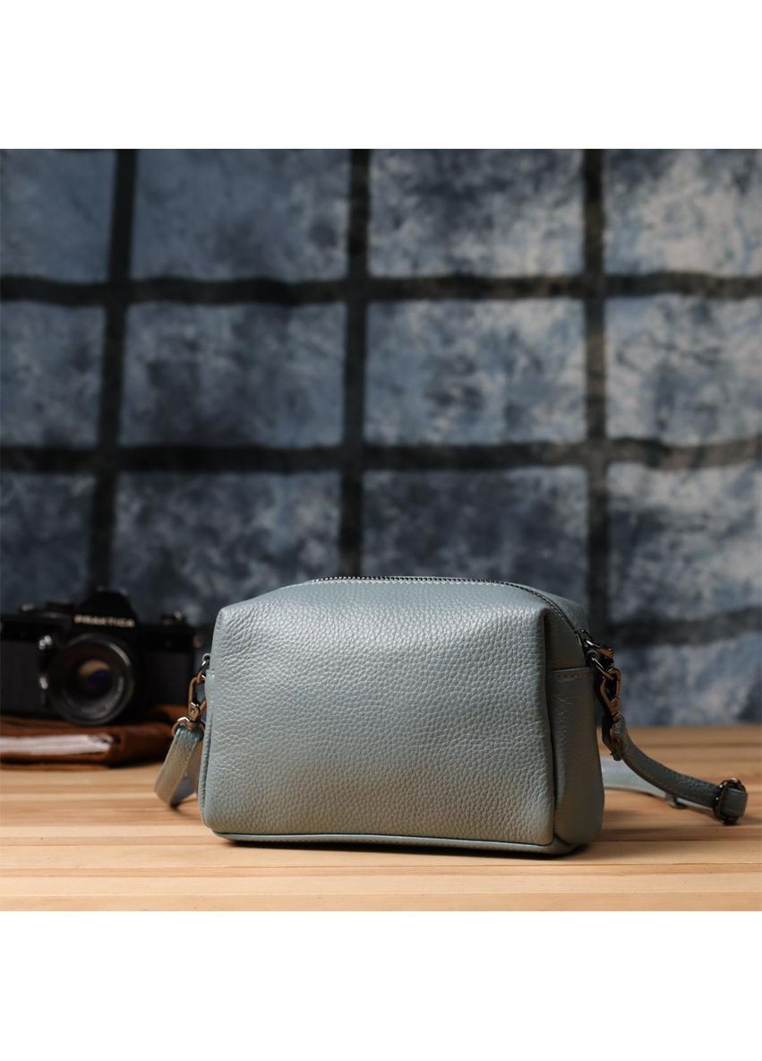 Сумка крос-боді через плече жіноча з натуральної шкіри Блакитний 38203 Vintage (355245237)