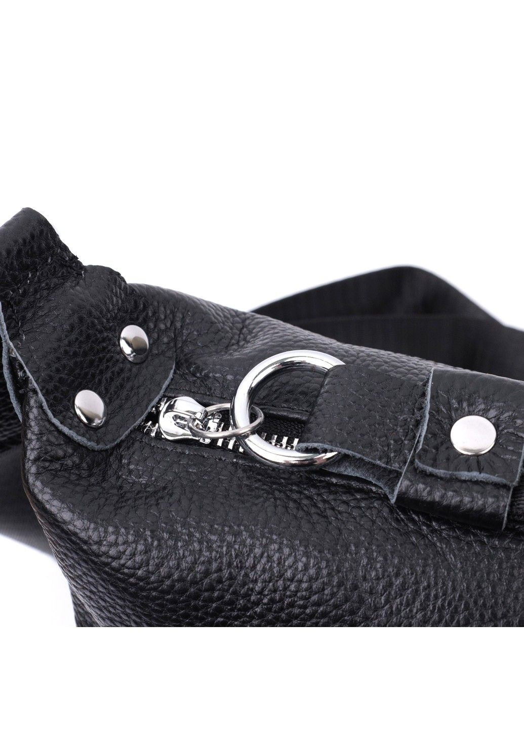 Шкіряна сумка жіноча через плече з незвичайним бігунком брелоком 22615 Чорна Vintage (297993086)