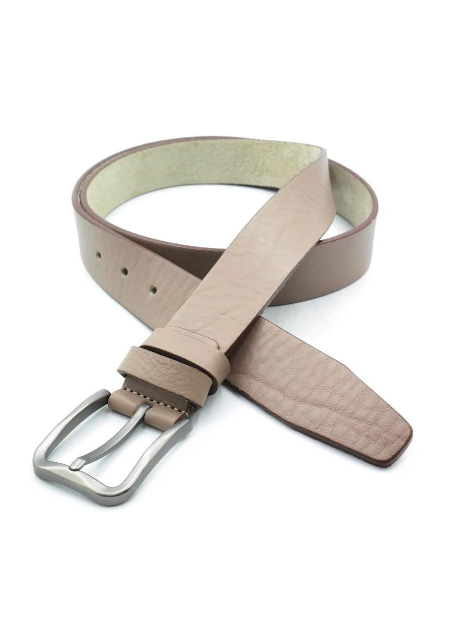 Кожаный мужской ремень 3,3х105-125 см Темно-бежевый Weatro (322594530)