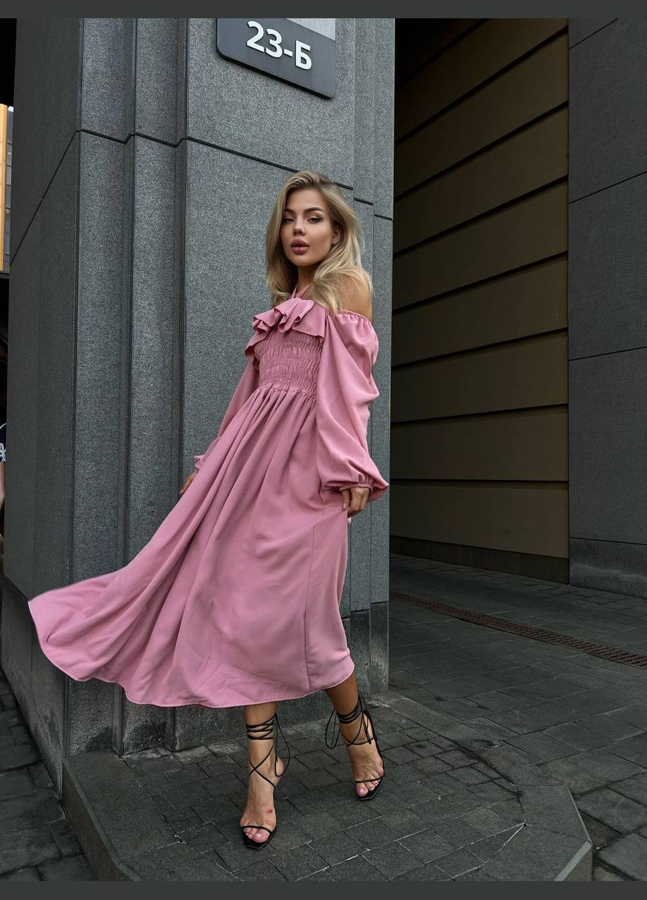 Пудровое кэжуал платье INLABEL однотонное