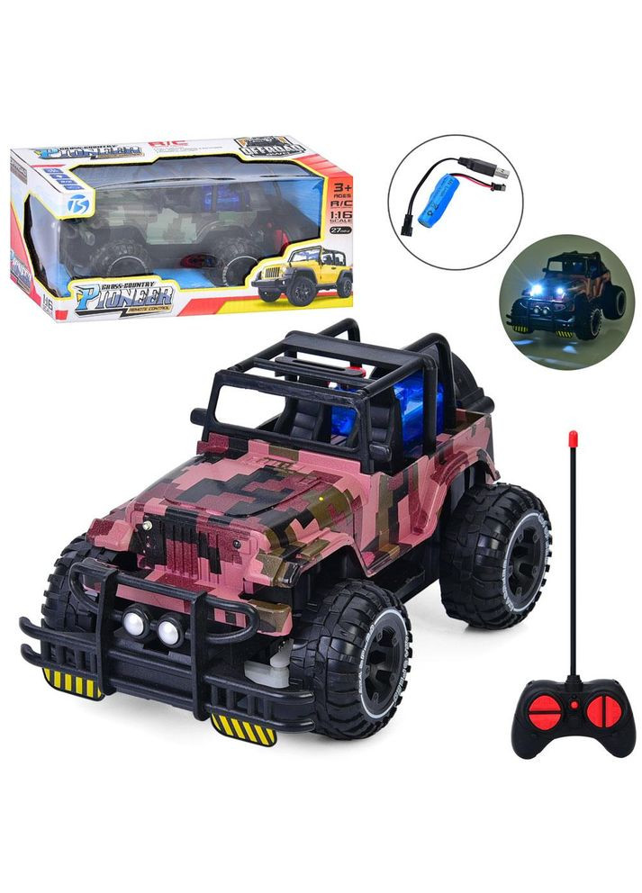 Джип радіокерований військовий, 1:16, дим/пара, USB, два кольори, світло, 26×12,5×14,5 см (136-38B) No Brand (371346810)