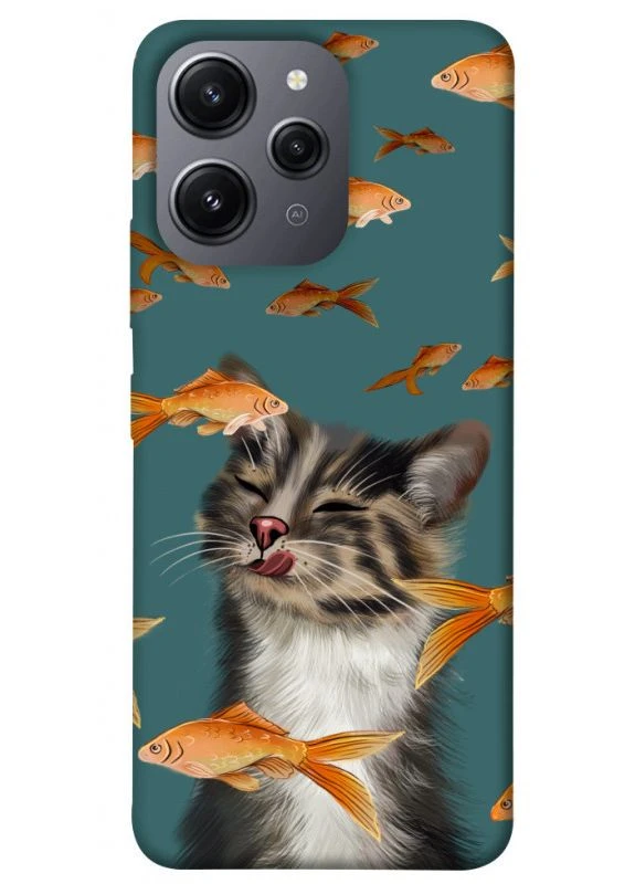Чохол з принтом для Xiaomi Redmi 12 / на Ксяомі, сяомі, ксіомі редмі 12 Cat with fish No Brand (339676687)