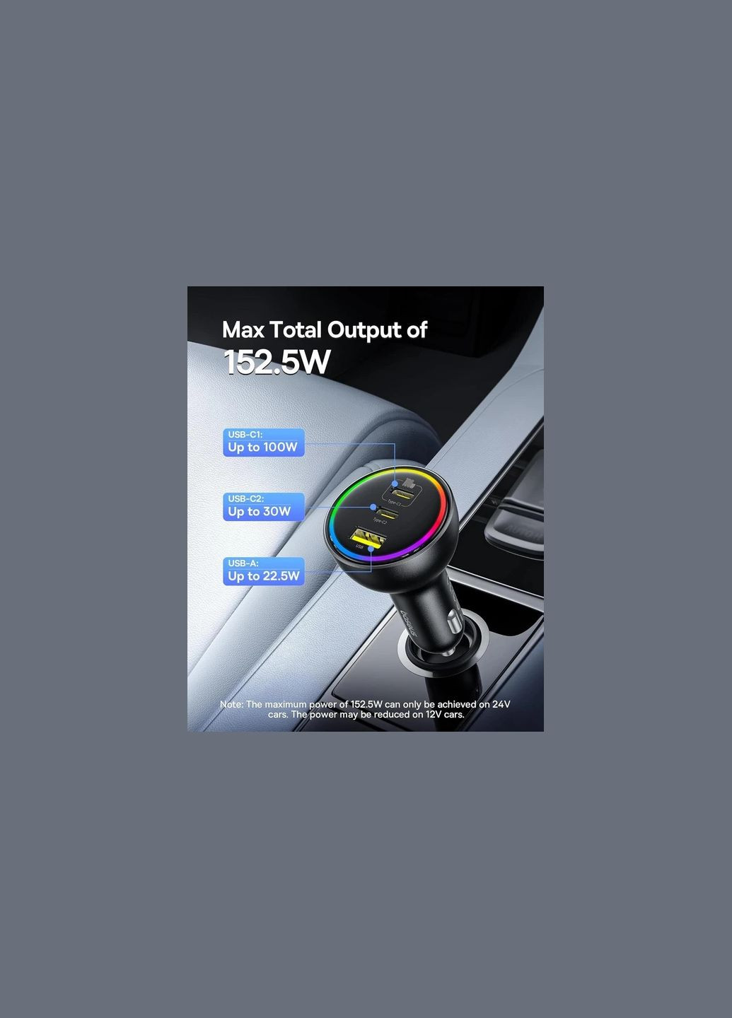 Автомобільний зарядний 152.5W BSCC-ZX-CCL 2C+U +cable black Baseus (346496624)