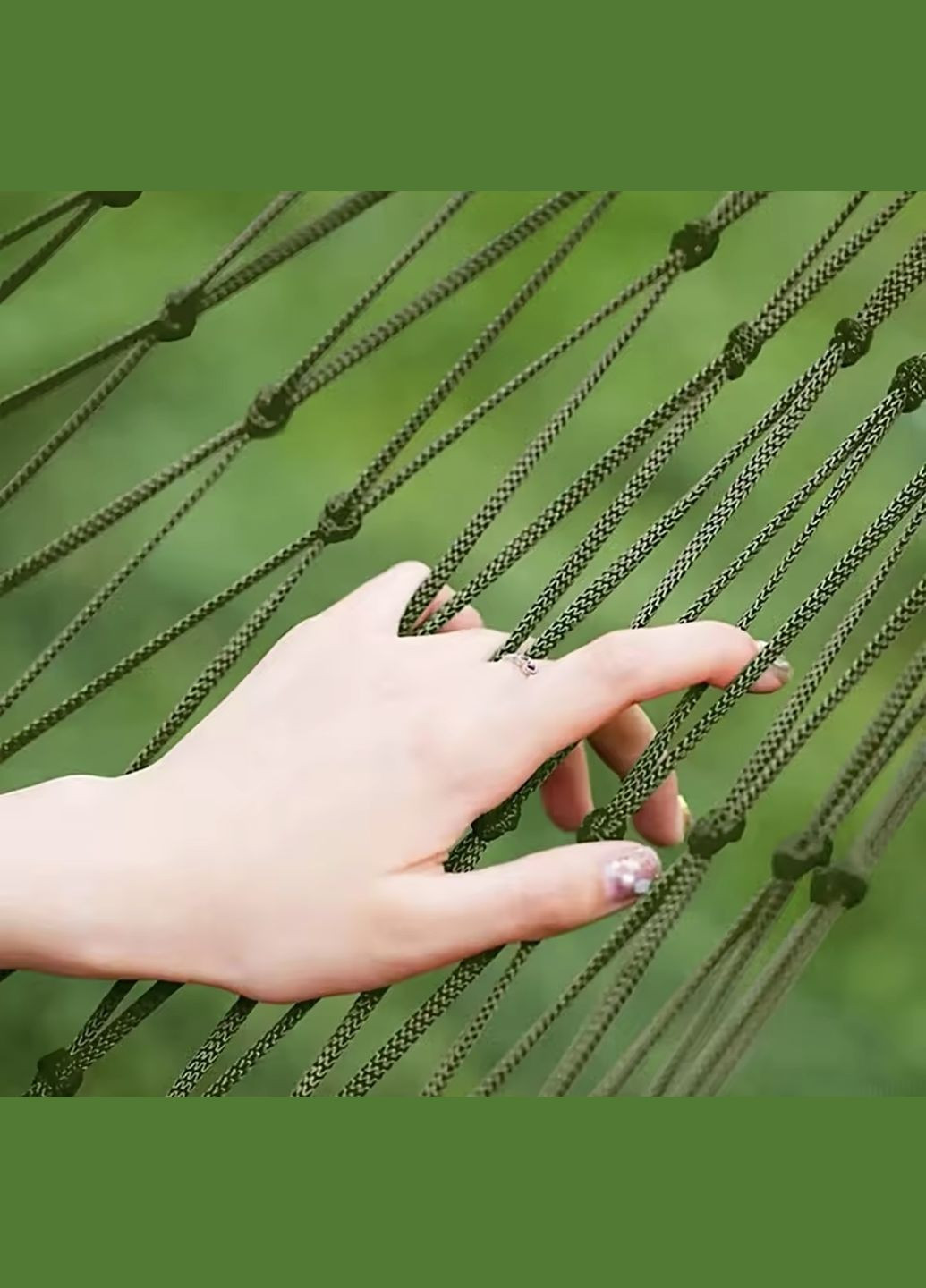 Гамак сітчастий мотузковий похідний туристичний Зелений (Хакі), WUKE No Brand (324402833)