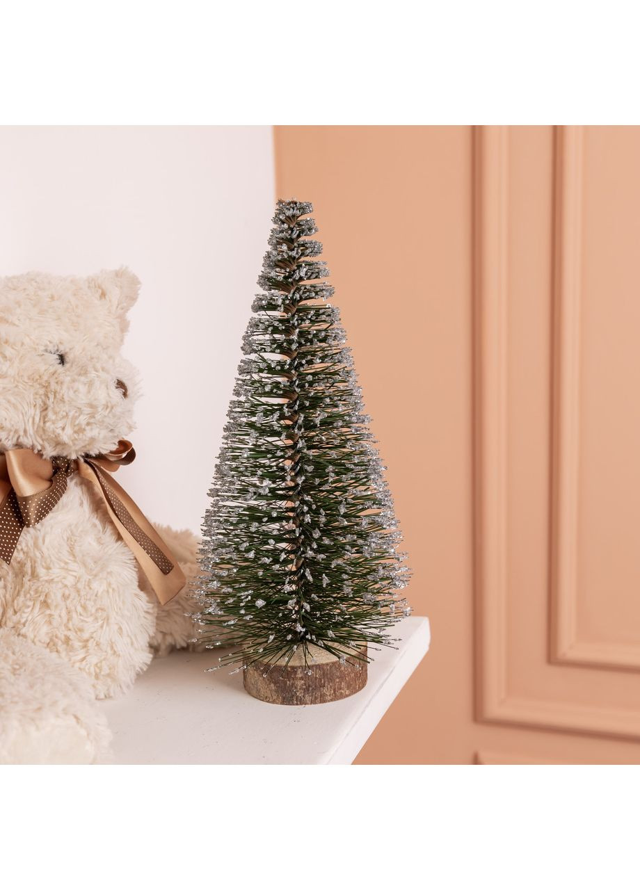 Новорічна настільна ялинка засніжена Стріла 25 см на дерев'яній підставці SOK-М-12-1 LUGI (370673466)