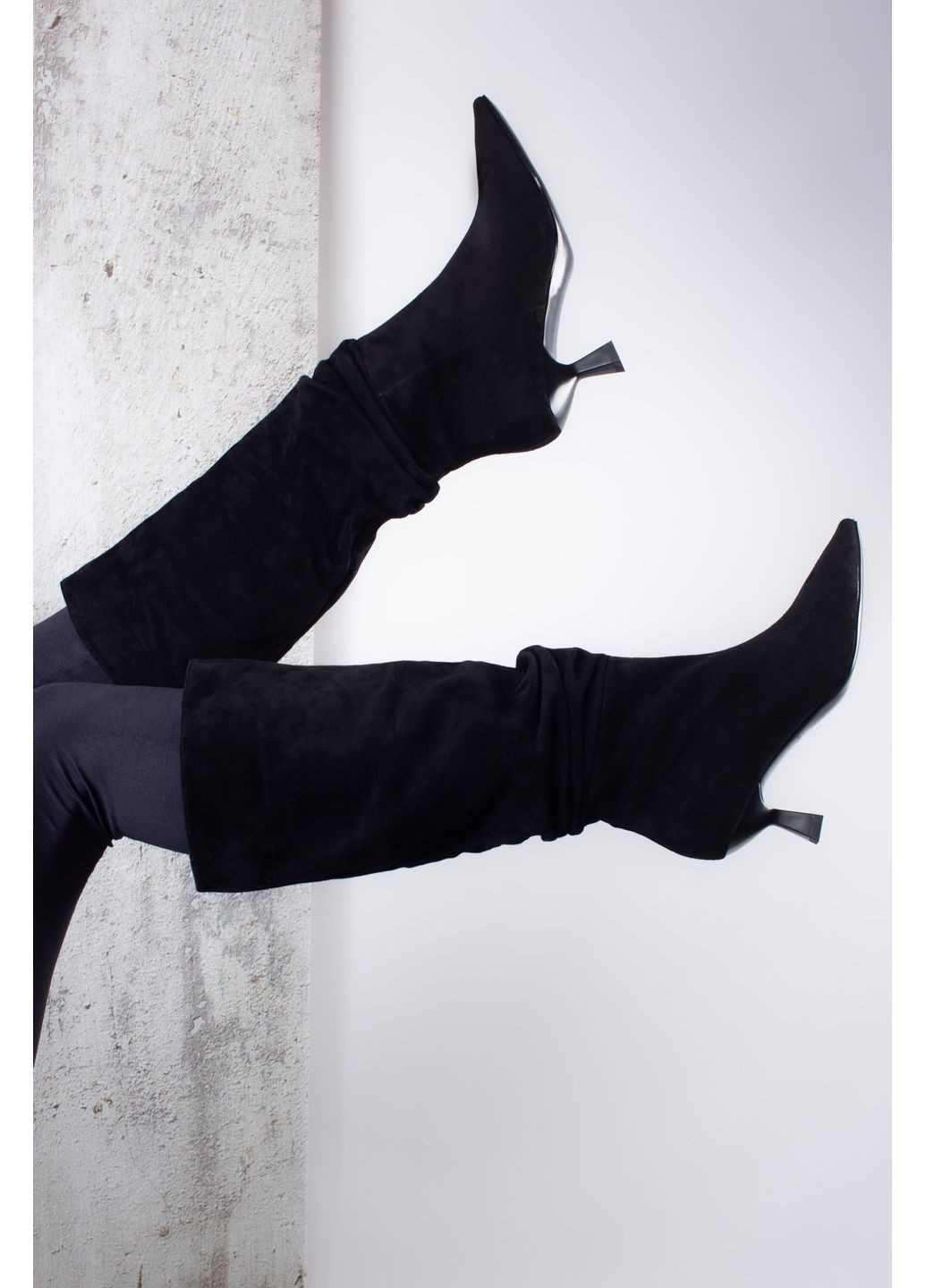 сапоги женские h301-2j-1 натуральная замша черные 346572 Where Uwear