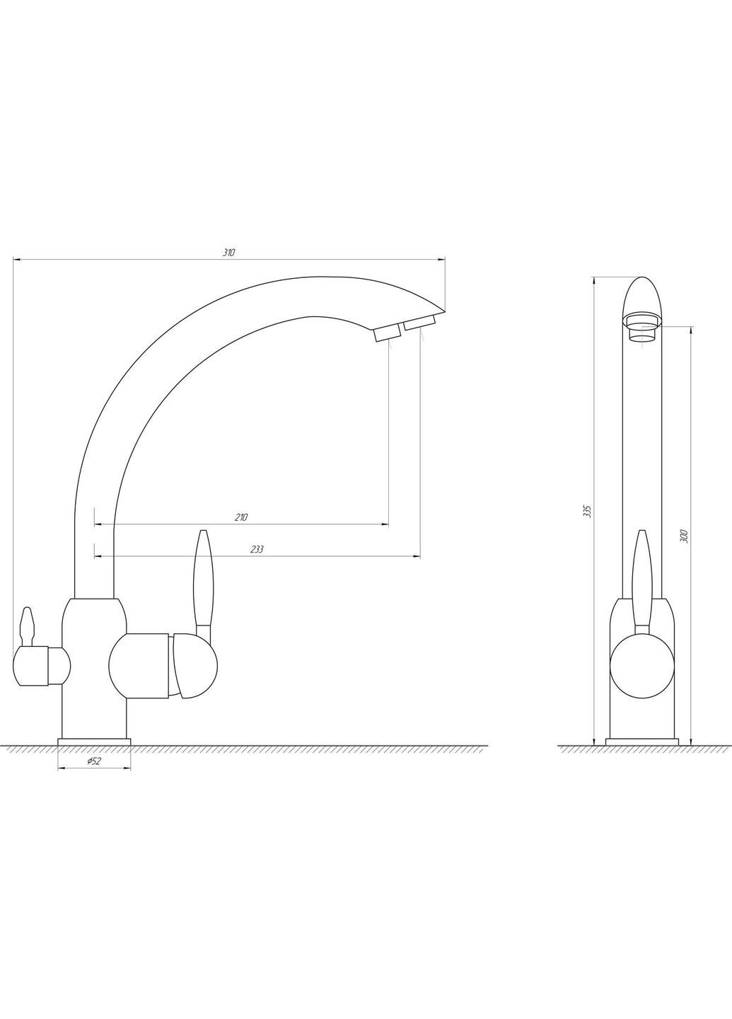 Змішувач для кухні під осмос LAZER GLLR-0777-3-TITANIUM Globus Lux (335040680)