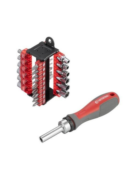 Реверсивная отвертка с битами 31 ед. многофункциональная для монтажа и демонтажа Intertool (362496777)