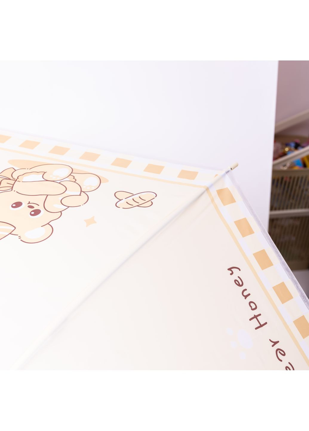 Комбинированный детский зонт-трость полуавтомат сложный 94 см, бежевый Yiwu (361970619)