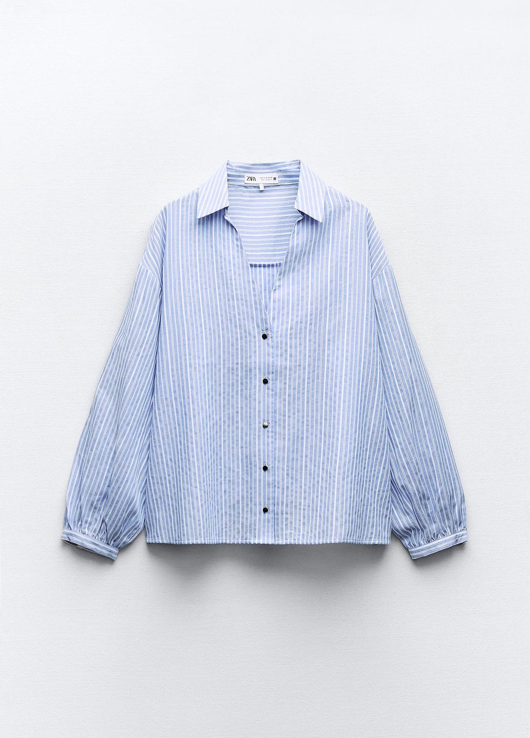 Светло-голубой классическая рубашка в полоску Zara