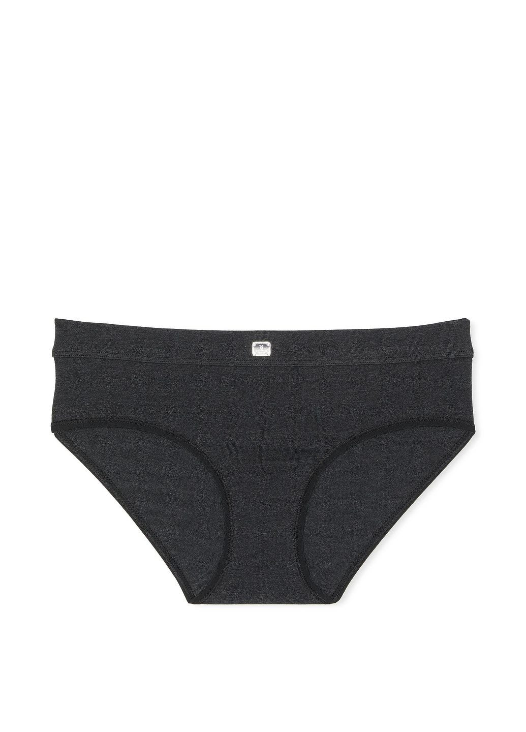 Трусики хіпс жіночі бавовна темно сірі Victoria's Secret хіпстери (335236325)