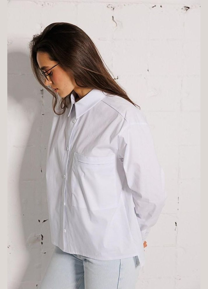 Біла сорочка жіноча базова оверсайз із ґудзиками біла mkar46699-1 onesize Modna KAZKA