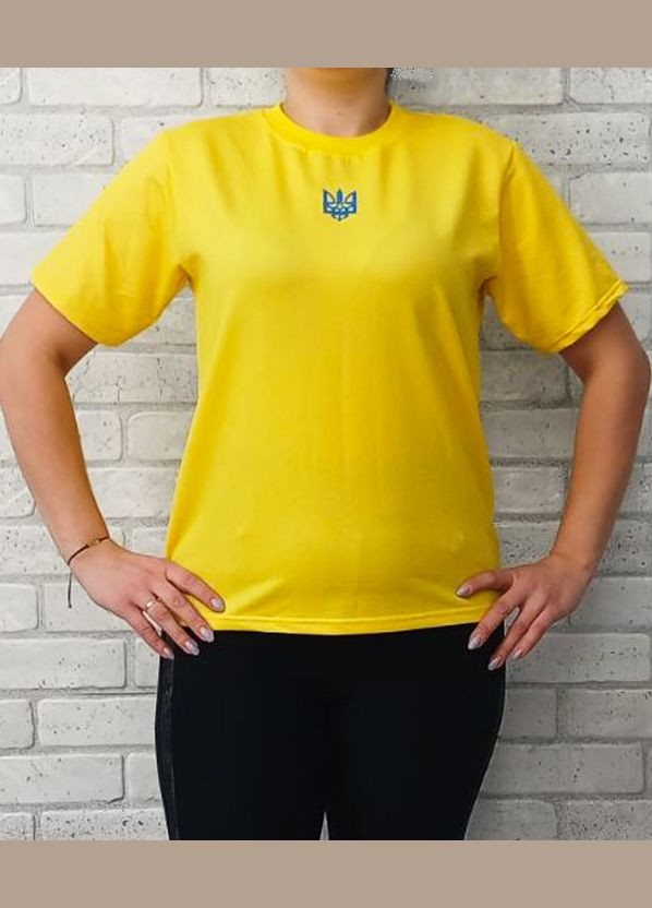 Женская футболка желтая тризуб однотонная No Brand - (338424349)