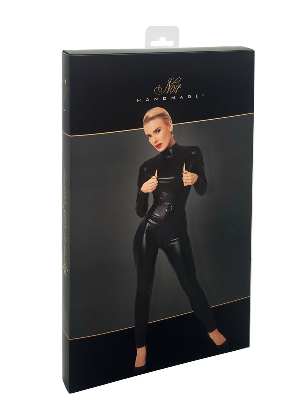 Комбинезон F319 Caged, 3XL, под латекс, длинный рукав, с доступом, кольцо на поясе - CherryLove Noir Handmade чёрный полиэстер, эластан