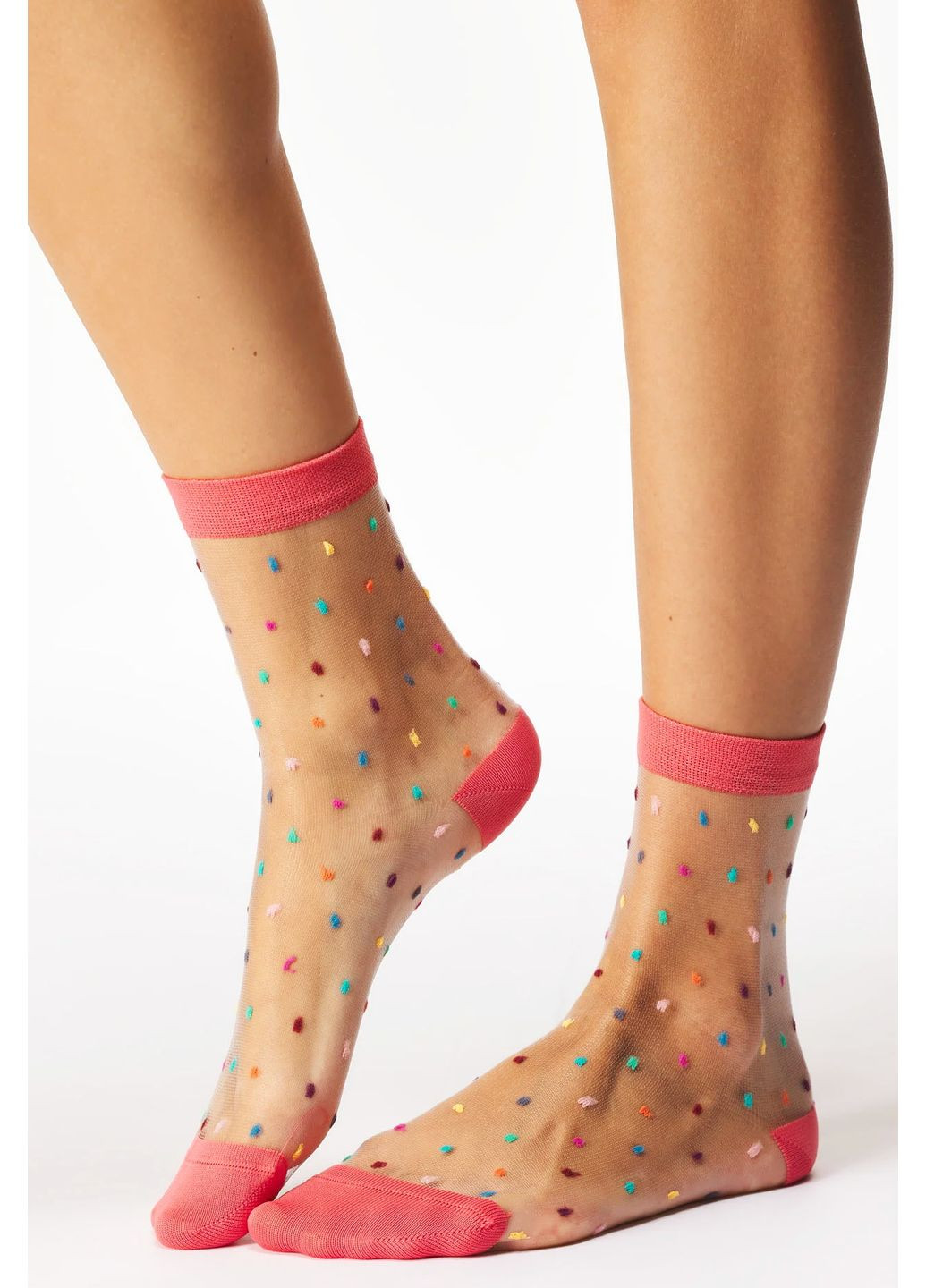 Коралловые носочки женские прозрачные в цветной горошек gigi Gabriella (365858746)