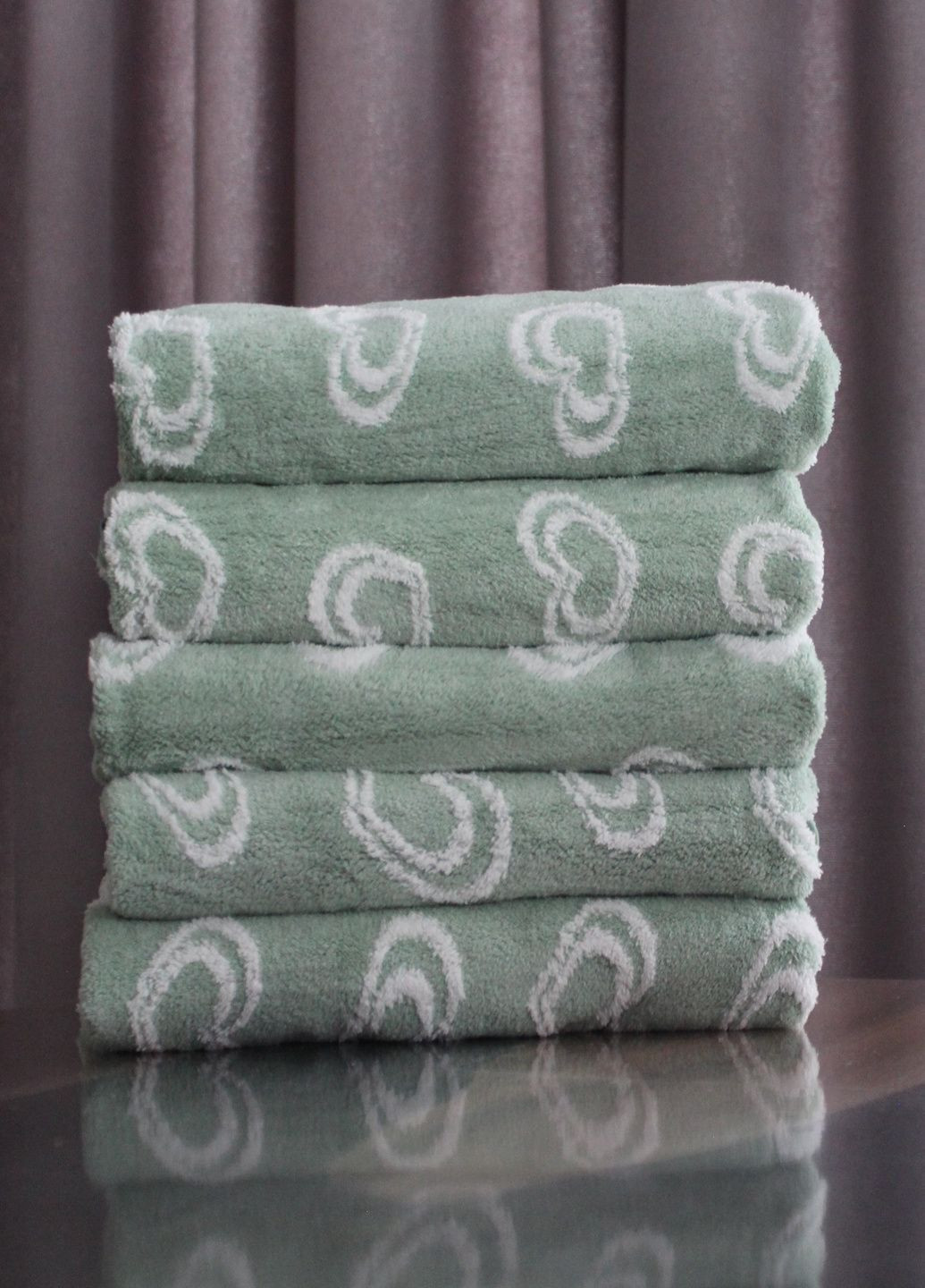 Рушник мікрофібра "Серце", 50х90см Neven малюнок зелений