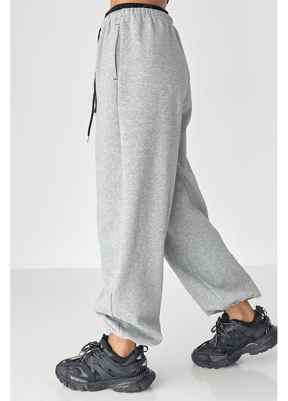 Широкі спортивні штани з начосом - світло-сірий колір Lurex (370601961)