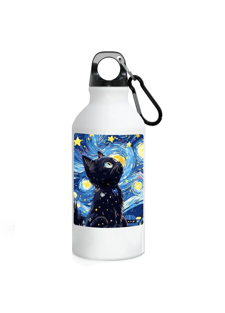 Фляга (бутылка) для воды с карабином Кошки (Туристическая, Для кемпинга, Для спорта) #39 500 мл Белый No Brand (323639244)