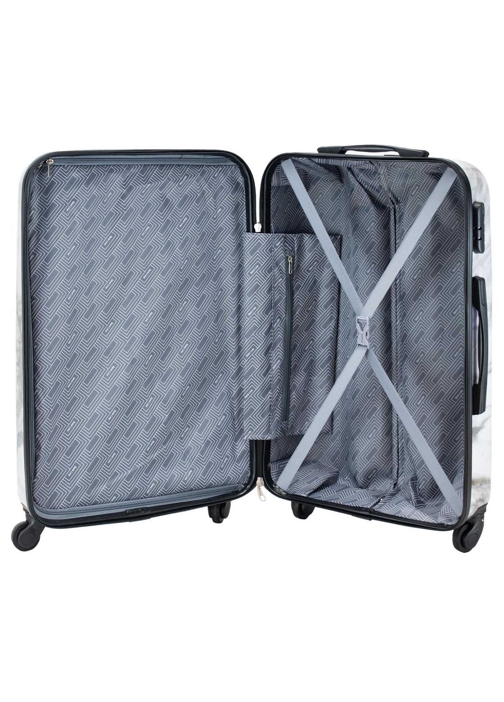 Валіза середня 24" (M) Polycarbonate/ABS-Plastic White Marble (T5731-2) Semi Line (338182372)