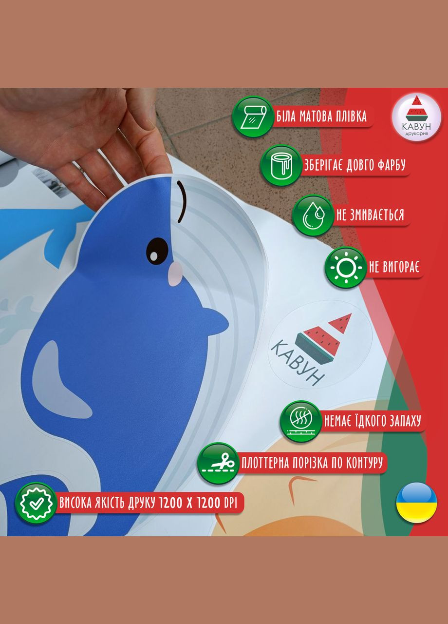 Вінілова інтер'єрна на стіну та шпалери «Вір у чудеса» з оракалом 210х182 Кавун наклейка (316189833)