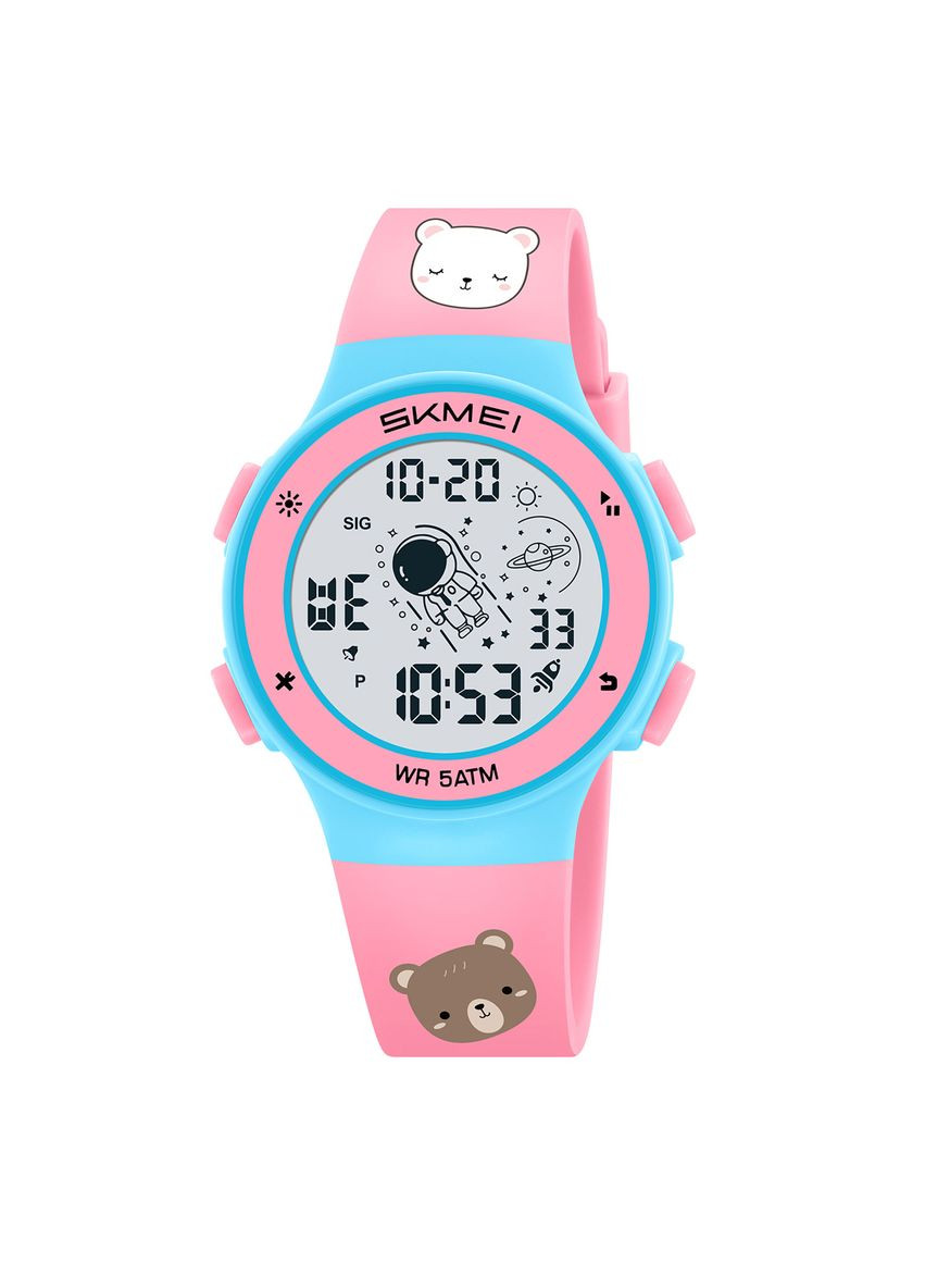 Часы 2267BR Little Bear для девочек розовые электронные с хронографом будильник календарь ProDobro (367265447)