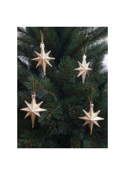 Елочная игрушка Звезды, 9 см, пластиковые 4 шт, золотые (5901292631147_2) Chomik Зірки, 9 см, пластикові 4 шт, золоті (367829497)