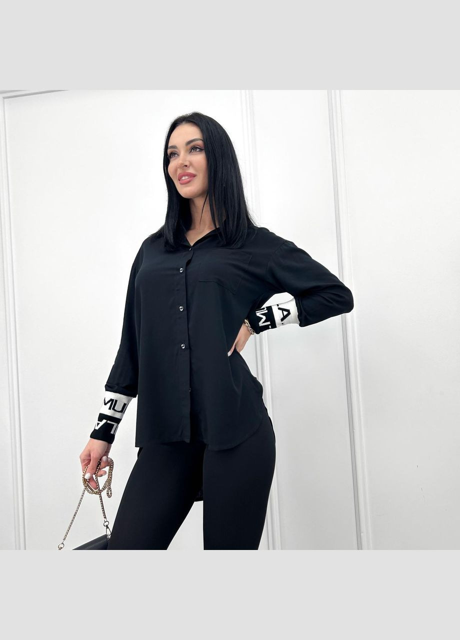 Чорна подовжена жіноча блузка Fashion Girl