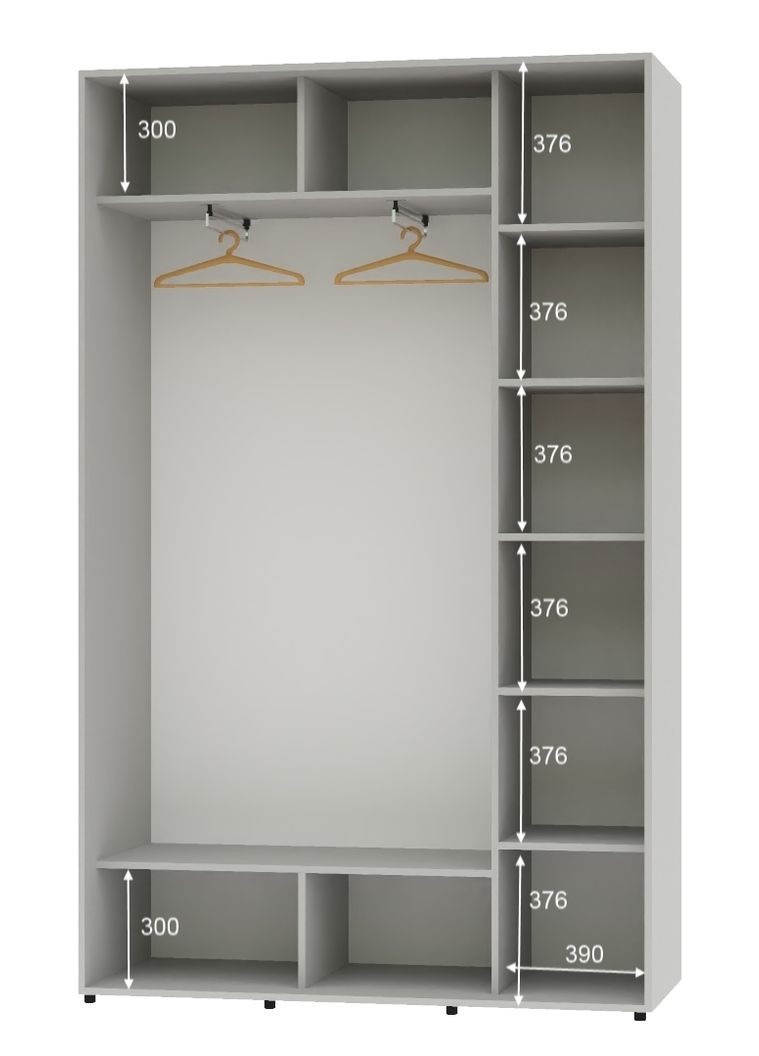 Шкаф-купе двухдверный 160*45*220 Серый ДСП/Зеркало с пескоструйным рисунком Алекса (360434442)