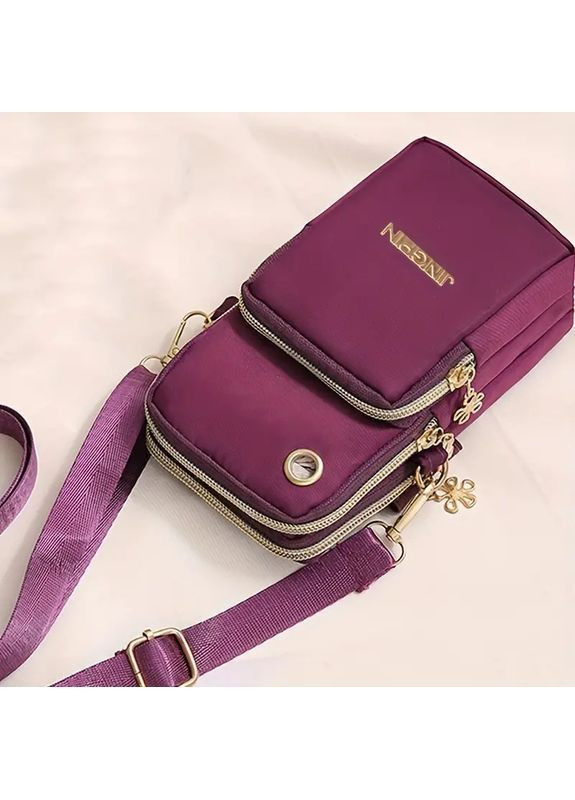 Сумочка крос боді на шлейці фіолетова No Brand на блискавці (362441033)