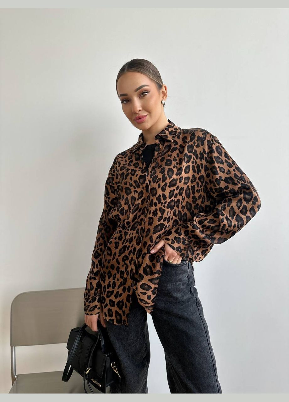 Жіноча сорочка з леопардовим принтом віскоза No Brand (282711130)
