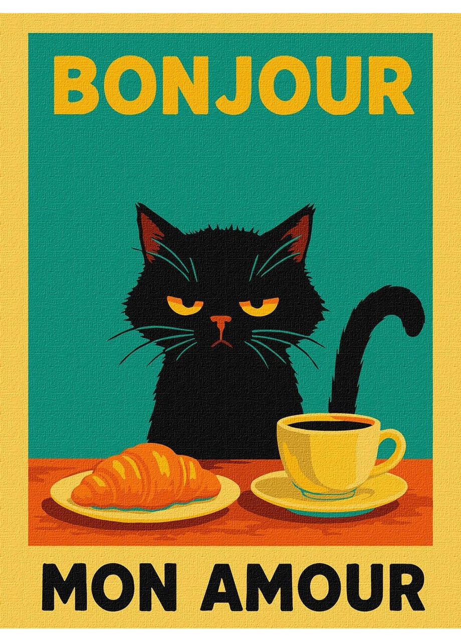 Картина за номерами Постер Ранок з котиком 30 х 40 Ідейка KHO6787 IDEYKA (362269100)