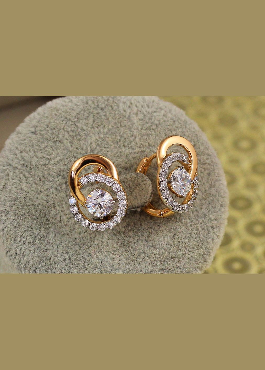 Сережки Обертання планети с родієм 1.7 см золотисті Xuping Jewelry (316433977)