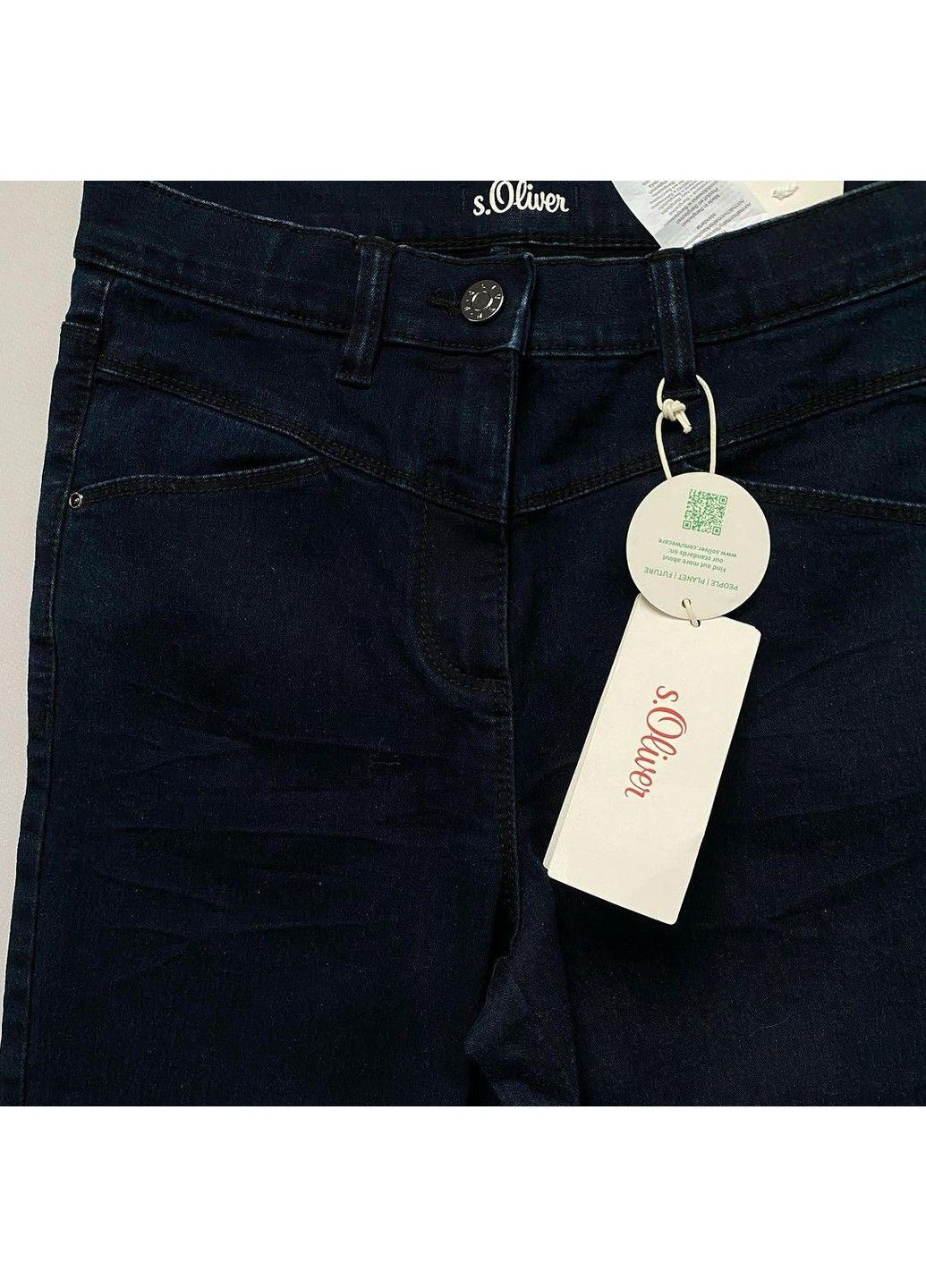 Темно-синие джинсы скини подростковые на девочку с высокой посадкой, темно-синие. S.Oliver