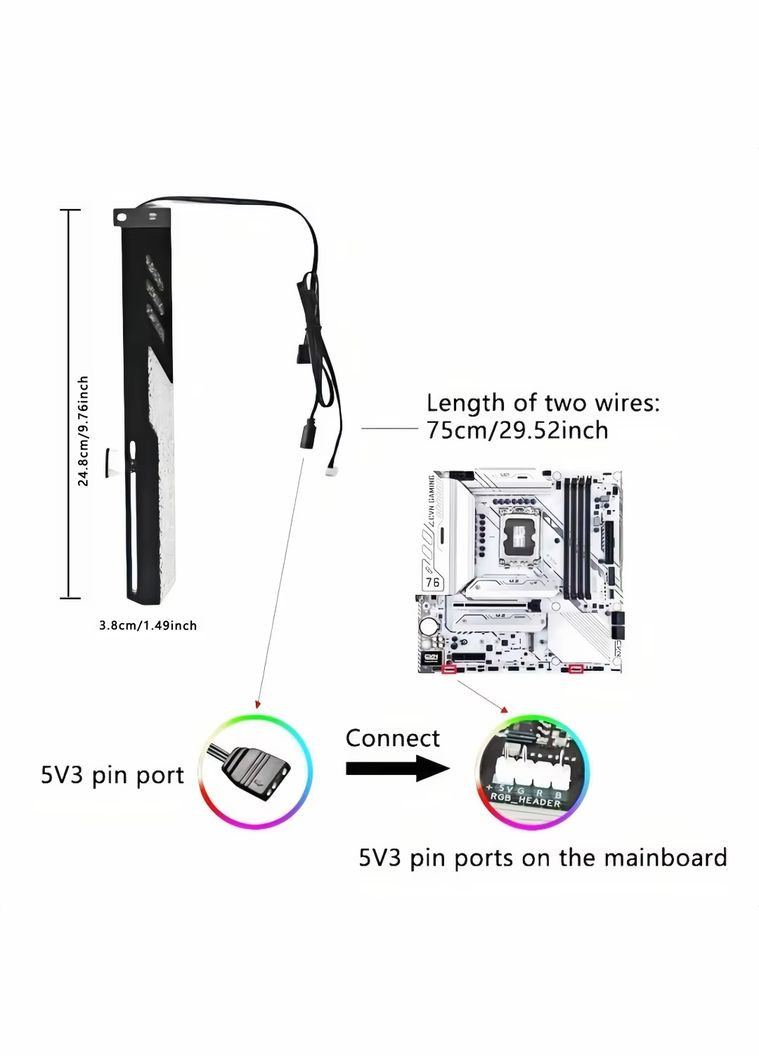 Держатель кронштейн ARGB для видеокарты светящийся регулируемый 3 PIN x 2 + 4 pin No Brand (334877818)