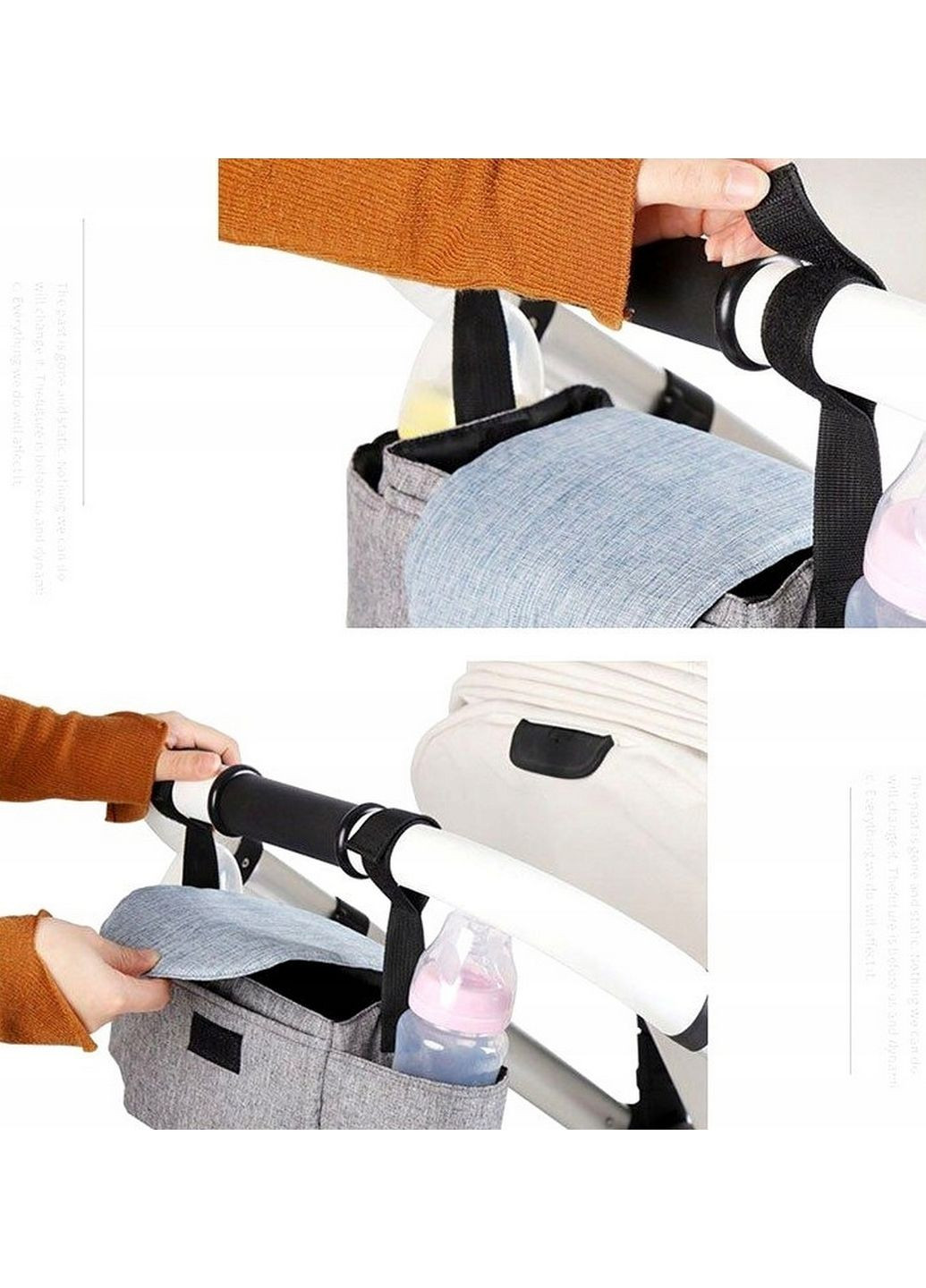 Сумка для мам с фиксацией на детскую коляску 21(довжина з кишенями 30 см)х12х12 см No Brand (288047385)