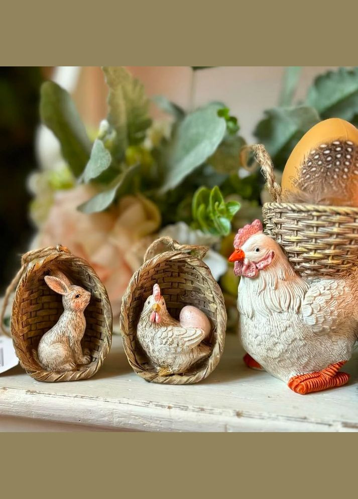 Фигурка-подвеска Кролик в корзине и Курочка в корзине, 6.5см (стоимость за 1 шт) No Brand (316353609)