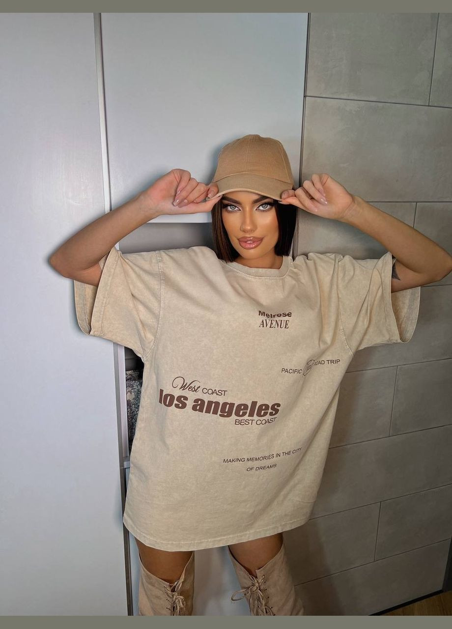 Женская футболка оверсайз из мягкого трикотажа MonCher - (331109394)